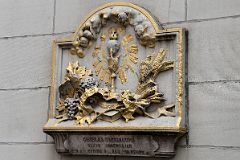 02-3 Charles Bacigalupo Sexton Undertaker Under A Carving At Church of the Most Precious Blood At 109 Mulberry St In Little Italy New York City